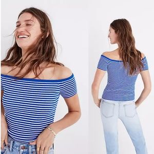 Madewell Off Shoulder Striped Sweater Tee Shirt